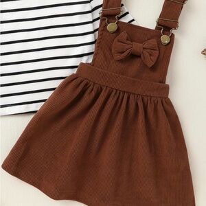 5/$25 Brown Corduroy Pinafore Dress with Bow